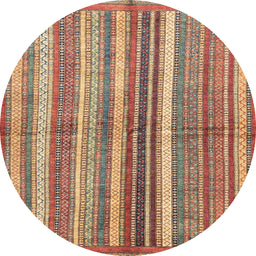 Round Abstract Fire Brick Red Modern Rug, abs3448