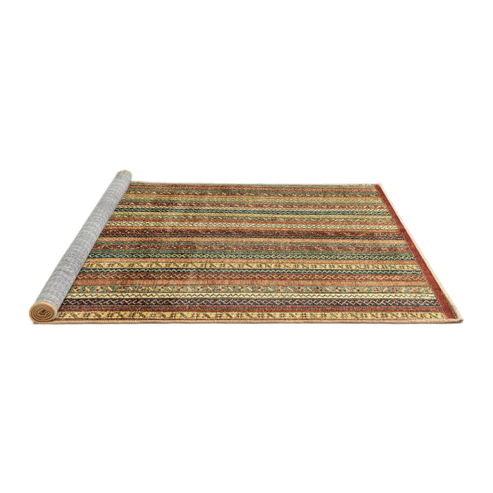 Sideview of Machine Washable Abstract Saddle Brown Rug, wshabs3449