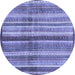 Round Machine Washable Abstract Blue Modern Rug, wshabs3449blu