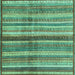 Square Machine Washable Abstract Turquoise Modern Area Rugs, wshabs3449turq