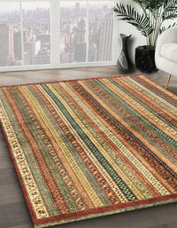 Abstract Saddle Brown Modern Rug, abs3449