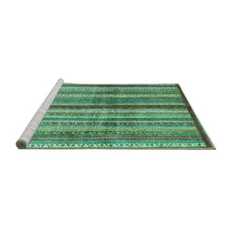 Sideview of Machine Washable Abstract Turquoise Modern Area Rugs, wshabs3449turq