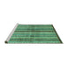 Sideview of Machine Washable Abstract Turquoise Modern Area Rugs, wshabs3449turq