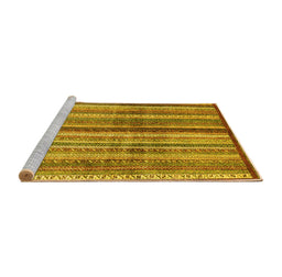 Sideview of Machine Washable Abstract Yellow Modern Rug, wshabs3449yw