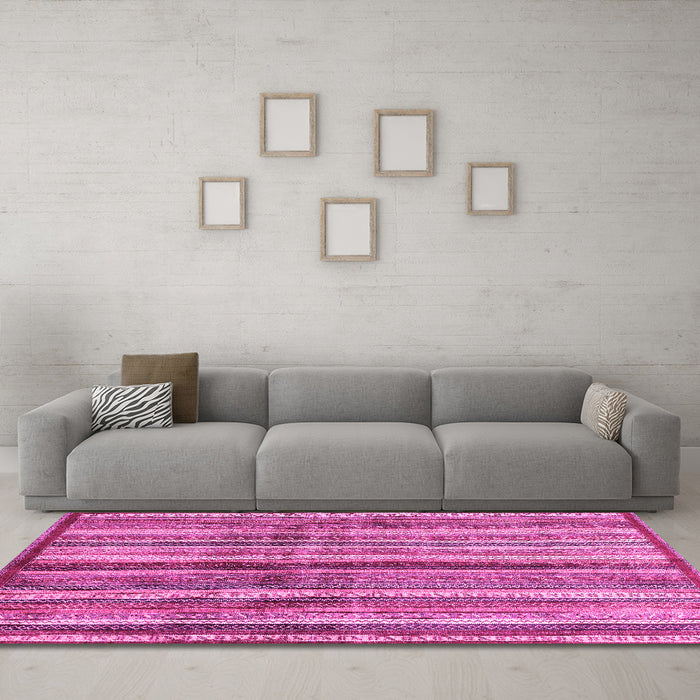 Machine Washable Abstract Pink Modern Rug in a Living Room, wshabs3449pnk