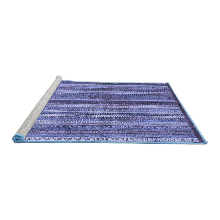 Sideview of Machine Washable Abstract Blue Modern Rug, wshabs3449blu