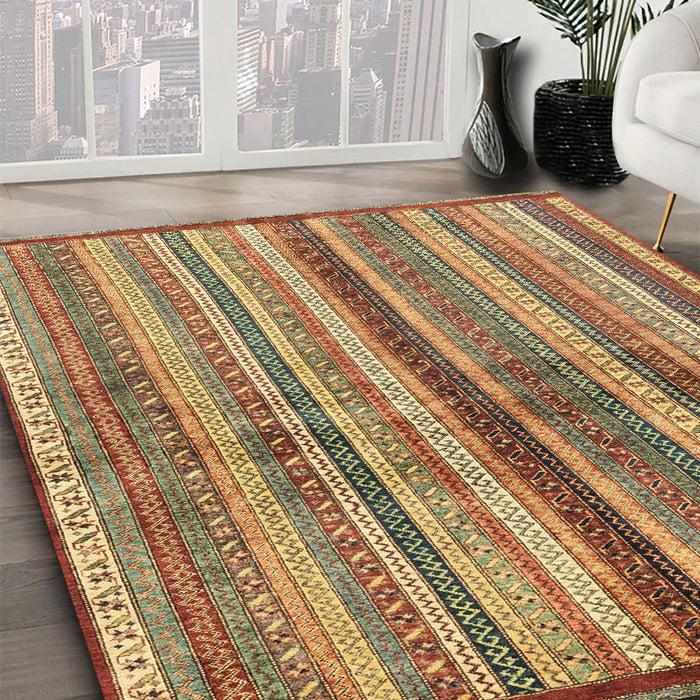 Abstract Saddle Brown Modern Rug in Family Room, abs3449
