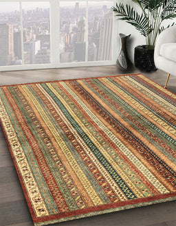 Machine Washable Abstract Saddle Brown Rug in a Family Room, wshabs3449