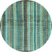 Round Abstract Light Blue Modern Rug, abs3449lblu