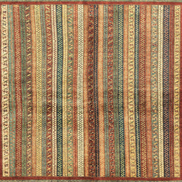 Square Abstract Saddle Brown Modern Rug, abs3449