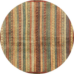 Round Abstract Saddle Brown Modern Rug, abs3449