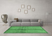 Machine Washable Abstract Emerald Green Modern Area Rugs in a Living Room,, wshabs3449emgrn