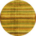 Round Abstract Yellow Modern Rug, abs3449yw