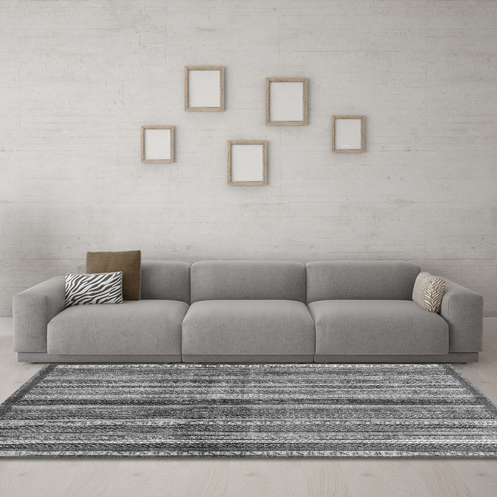 Machine Washable Abstract Gray Modern Rug in a Living Room,, wshabs3449gry
