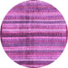 Round Machine Washable Abstract Purple Modern Area Rugs, wshabs3449pur