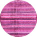 Round Machine Washable Abstract Pink Modern Rug, wshabs3449pnk