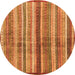 Round Machine Washable Abstract Orange Modern Area Rugs, wshabs3449org