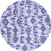 Round Machine Washable Abstract Blue Modern Rug, wshabs344blu