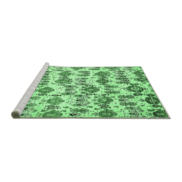 Sideview of Machine Washable Abstract Emerald Green Modern Area Rugs, wshabs344emgrn