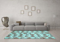 Machine Washable Abstract Light Blue Modern Rug, wshabs344lblu