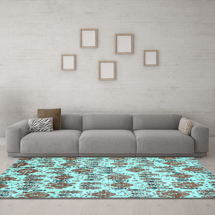 Machine Washable Abstract Light Blue Modern Rug in a Living Room, wshabs344lblu