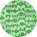 Round Machine Washable Abstract Emerald Green Modern Area Rugs, wshabs344emgrn