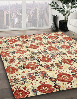 Machine Washable Abstract Khaki Gold Rug in a Family Room, wshabs344