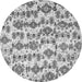 Round Machine Washable Abstract Gray Modern Rug, wshabs344gry