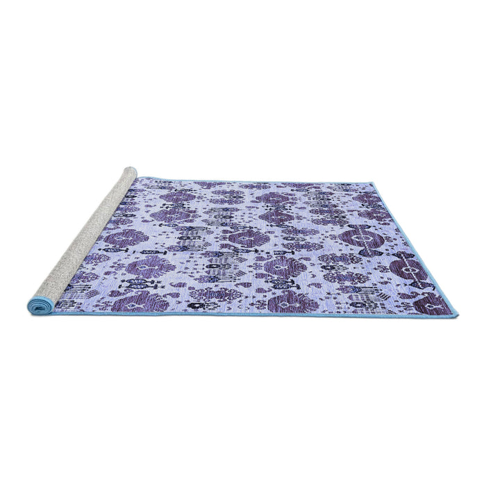 Sideview of Machine Washable Abstract Blue Modern Rug, wshabs344blu