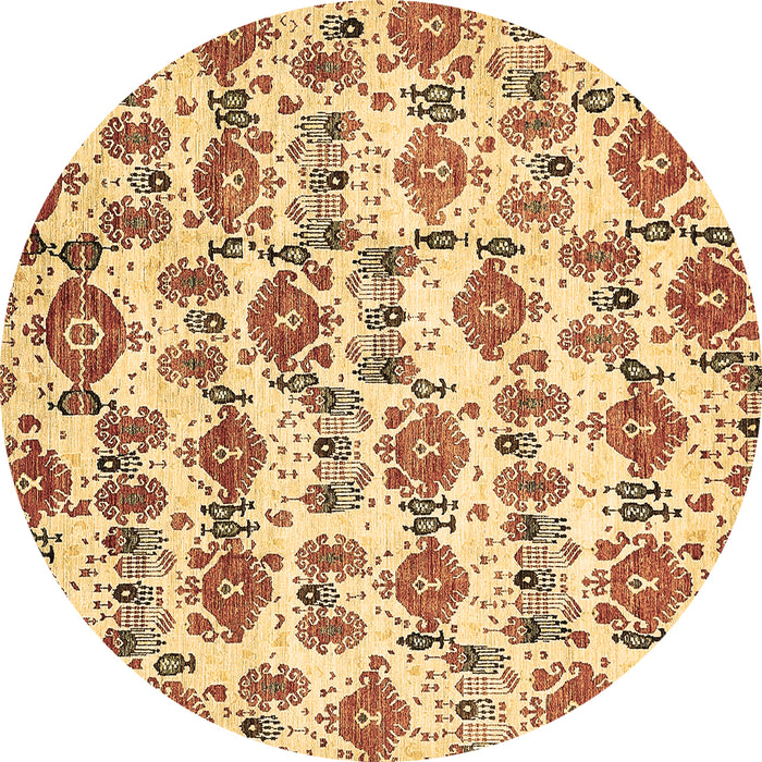 Round Machine Washable Abstract Brown Modern Rug, wshabs344brn