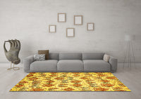 Machine Washable Abstract Yellow Modern Rug, wshabs344yw