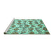 Sideview of Machine Washable Abstract Turquoise Modern Area Rugs, wshabs344turq