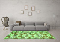 Machine Washable Abstract Green Modern Rug, wshabs344grn