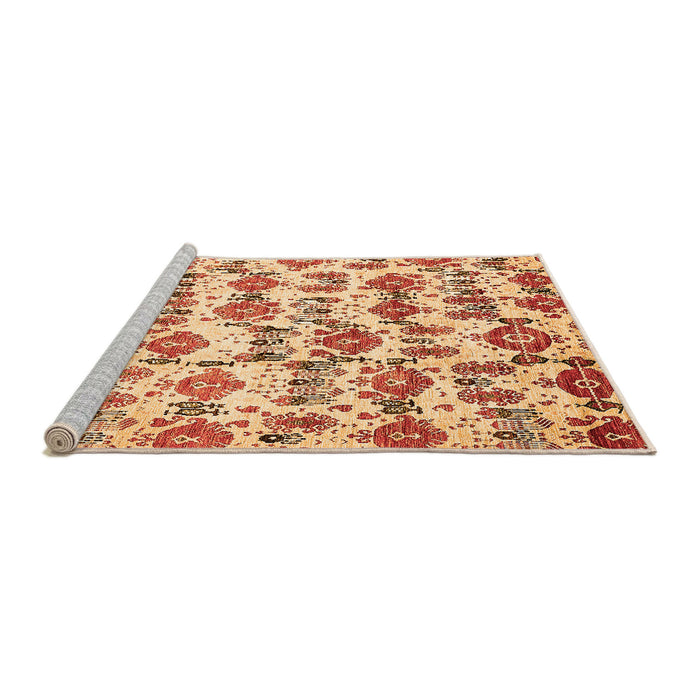Sideview of Machine Washable Abstract Orange Modern Area Rugs, wshabs344org