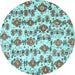 Round Machine Washable Abstract Light Blue Modern Rug, wshabs344lblu