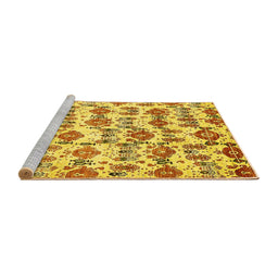 Sideview of Machine Washable Abstract Yellow Modern Rug, wshabs344yw