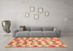 Machine Washable Abstract Orange Modern Area Rugs in a Living Room, wshabs344org