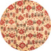 Round Abstract Orange Modern Rug, abs344org