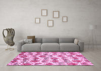 Machine Washable Abstract Pink Modern Rug, wshabs344pnk