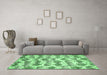 Machine Washable Abstract Emerald Green Modern Area Rugs in a Living Room,, wshabs344emgrn