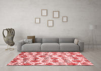 Machine Washable Abstract Red Modern Rug, wshabs344red