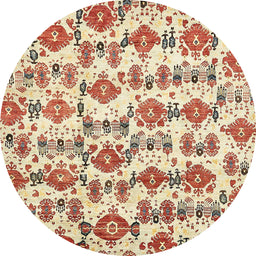 Round Abstract Khaki Gold Modern Rug, abs344