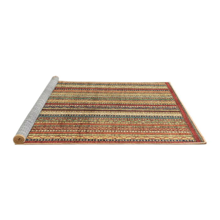 Sideview of Machine Washable Abstract Metallic Gold Rug, wshabs3450