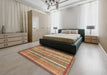 Machine Washable Abstract Metallic Gold Rug in a Bedroom, wshabs3450