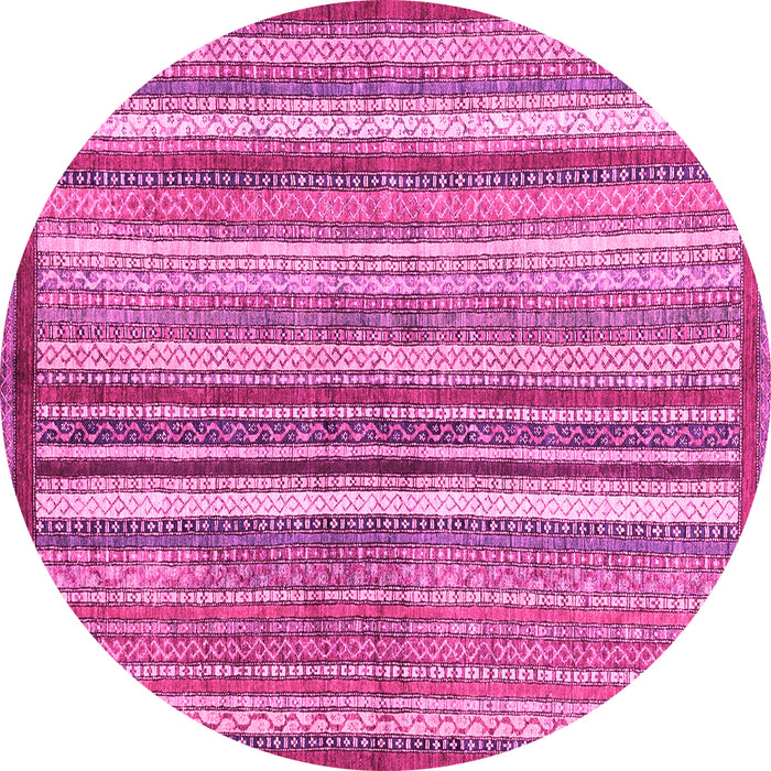 Round Machine Washable Abstract Pink Modern Rug, wshabs3450pnk