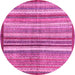 Round Machine Washable Abstract Pink Modern Rug, wshabs3450pnk