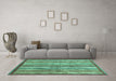 Machine Washable Abstract Turquoise Modern Area Rugs in a Living Room,, wshabs3450turq