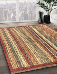 Abstract Metallic Gold Modern Rug, abs3450