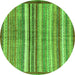 Round Abstract Green Modern Rug, abs3450grn