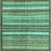 Square Machine Washable Abstract Turquoise Modern Area Rugs, wshabs3450turq